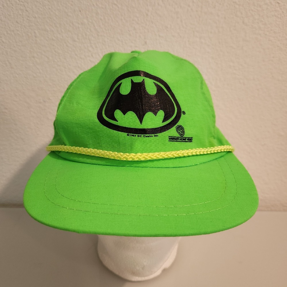 Batman 1989 Vintage Warner Home Video Movie Promo Hat Neon Green Snapback RARE